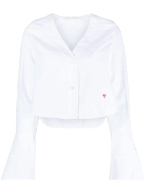 flute-sleeves cropped cotton shirt by PALM ANGELS