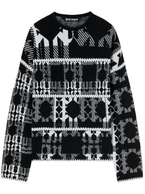 intarsia-knit monogram jumper by PALM ANGELS