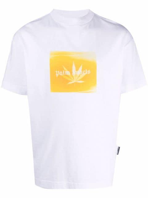 leaf-print crew neck T-shirt by PALM ANGELS