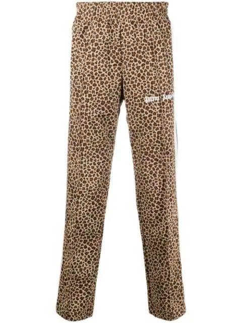 leopard print jacquard track pants by PALM ANGELS