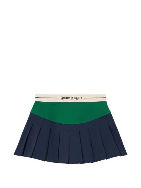 logo-curved pleated mini skirt by PALM ANGELS