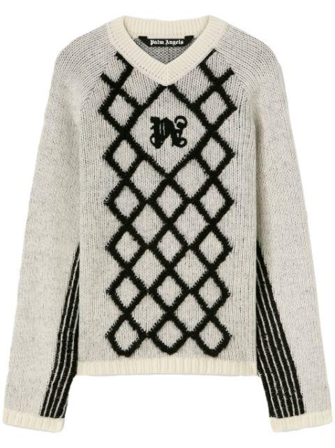 logo-embroidered argyle jumper by PALM ANGELS