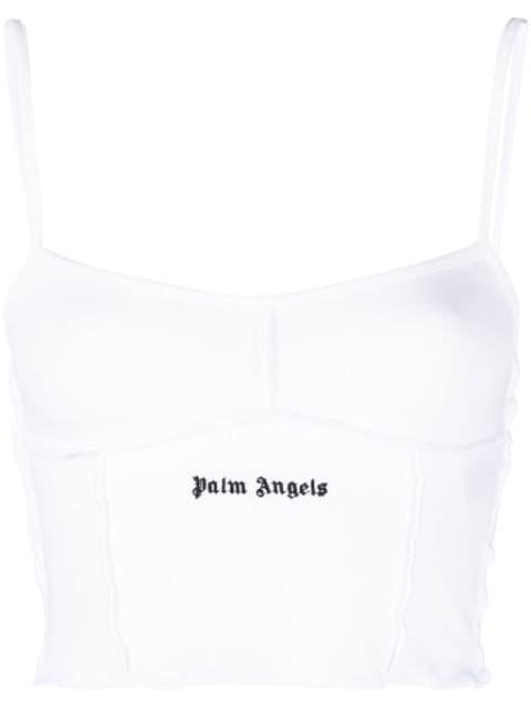 logo-embroidered crop top by PALM ANGELS