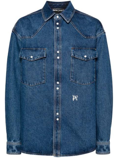 logo-embroidered denim shirt by PALM ANGELS