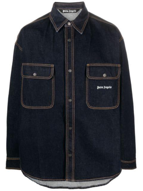 logo-embroidered denim shirt by PALM ANGELS