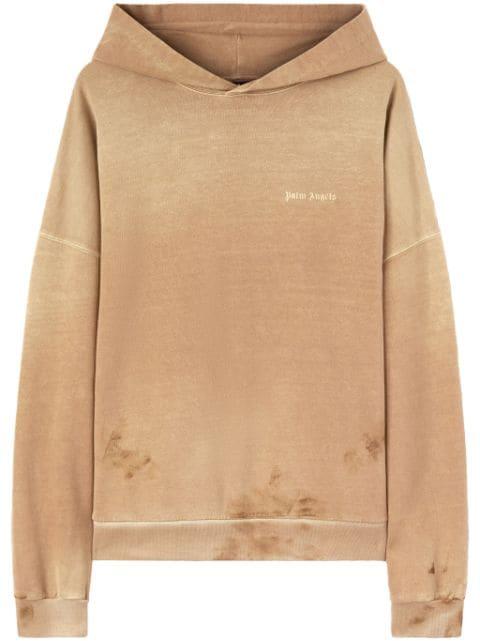 logo-embroidered linen-blend hoodie by PALM ANGELS