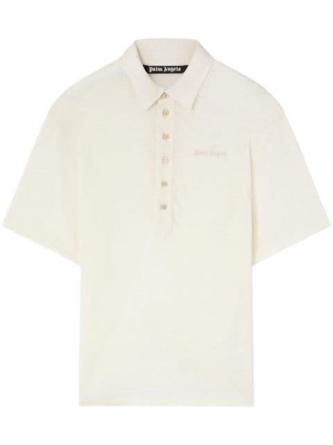 logo-embroidered linen polo shirt by PALM ANGELS