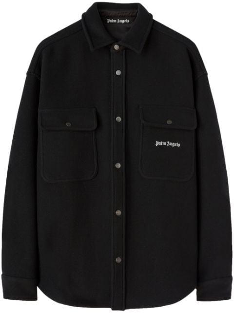 logo-embroidered twill shirt jacket by PALM ANGELS