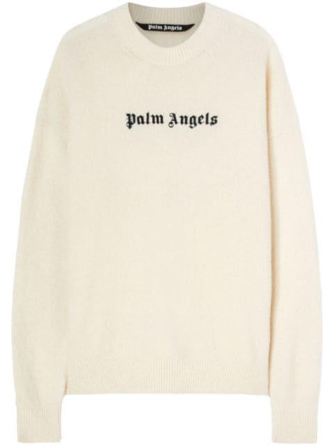 logo-embroidered wool-blend jumper by PALM ANGELS