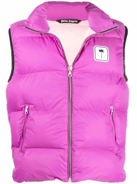 logo-patch padded gilet by PALM ANGELS