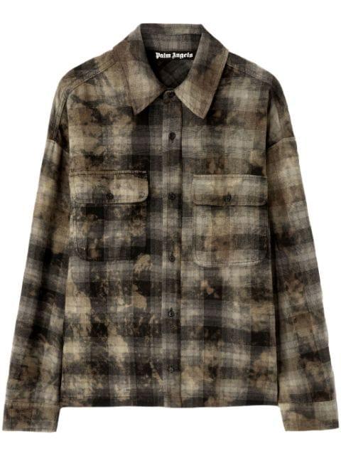 logo-print check-pattern shirt by PALM ANGELS