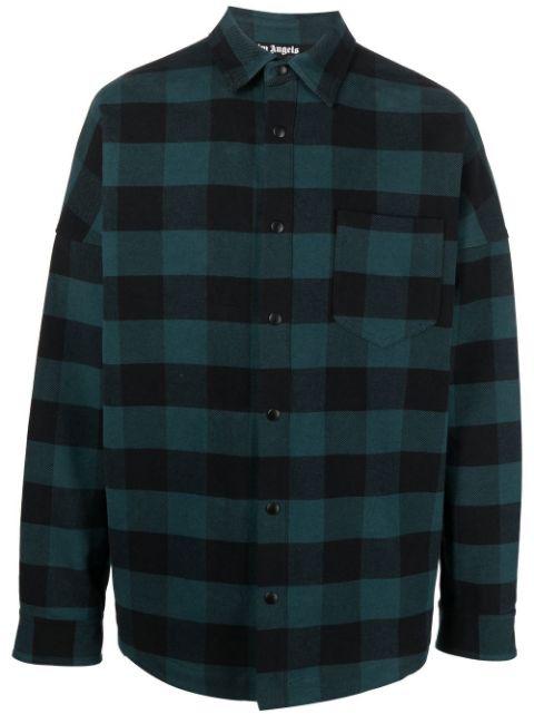 logo-print checked shirt by PALM ANGELS