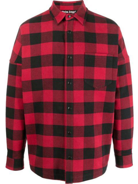 logo-print checked shirt by PALM ANGELS