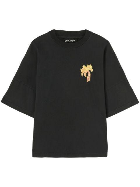 logo-print cotton T-shirt by PALM ANGELS