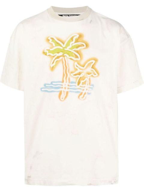 logo-print cotton T-shirt by PALM ANGELS