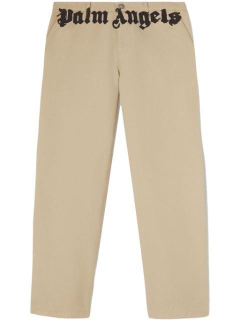 logo-print cotton chinos by PALM ANGELS