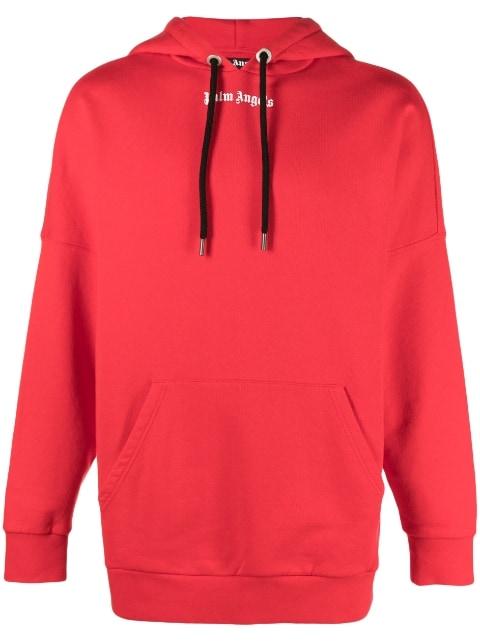 logo-print cotton hoodie by PALM ANGELS
