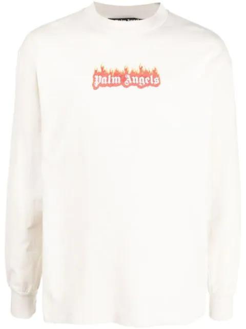 logo-print crew neck sweatshirt by PALM ANGELS