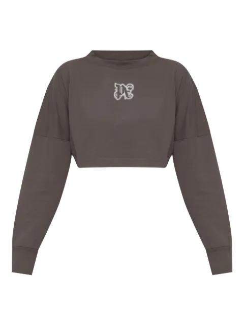 logo-print cropped sweatshirt by PALM ANGELS