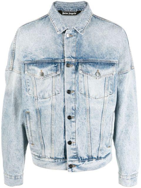 logo-print denim trucker jacket by PALM ANGELS