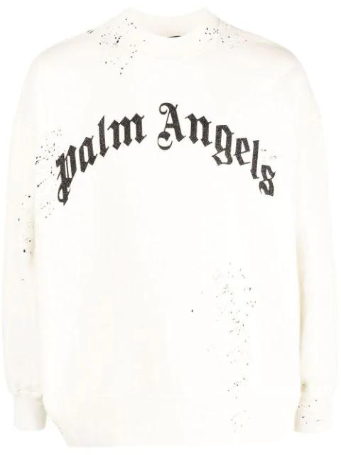 logo-print distressed-finish sweatshirt by PALM ANGELS