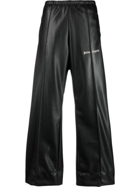 logo-print faux-leather track pants by PALM ANGELS