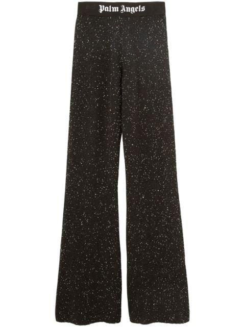 logo-print knitted flared trousers by PALM ANGELS