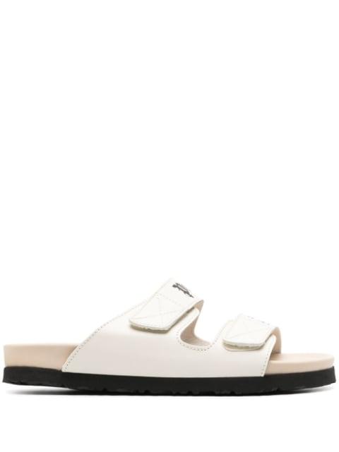 logo-print leather flat sandals by PALM ANGELS