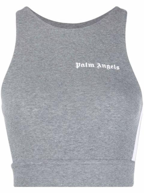logo-print ribbed sports bra by PALM ANGELS