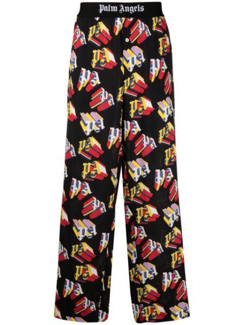 logo-print straight-leg trousers by PALM ANGELS