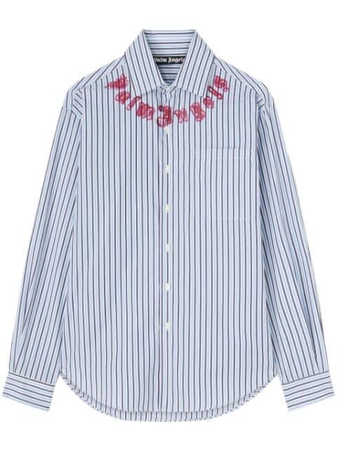 logo-print striped cotton shirt by PALM ANGELS