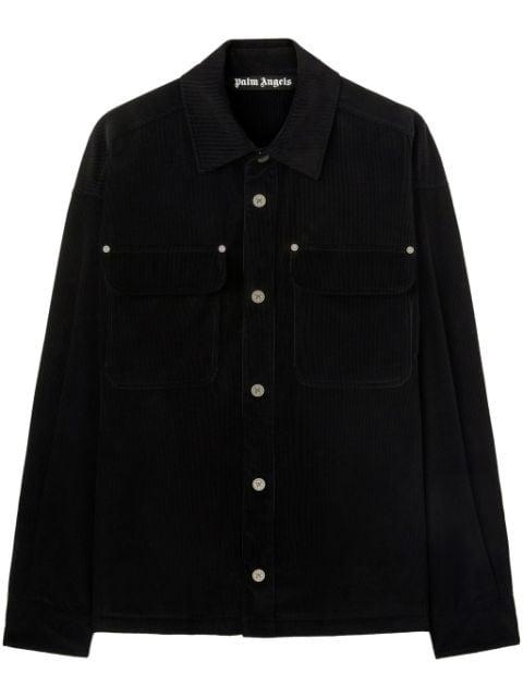 logo-print velvet overshirt by PALM ANGELS