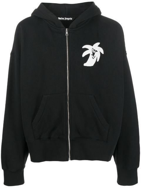 logo-print zip-up hoodie by PALM ANGELS