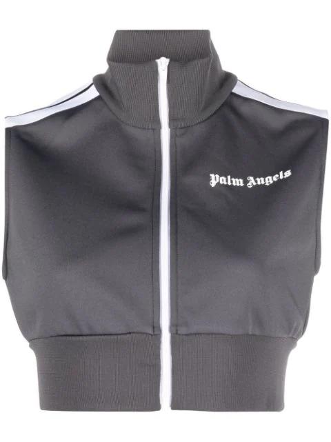 logo-print zip-up vest by PALM ANGELS