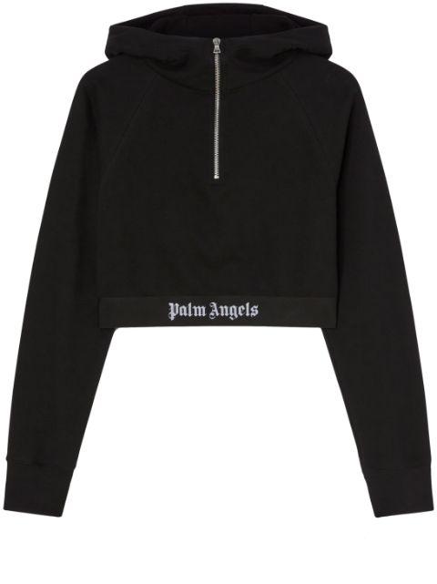 logo-strap cotton cropped sweatshirt by PALM ANGELS