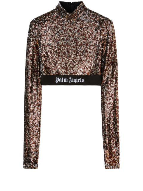 logo-strap sequin cropped top by PALM ANGELS