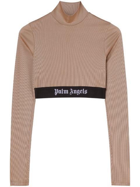 logo-tape cropped T-shirt by PALM ANGELS