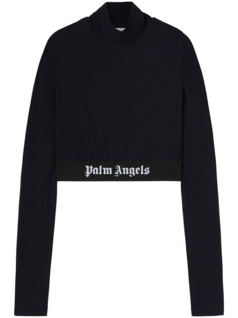 logo-underband mock-neck crop top by PALM ANGELS