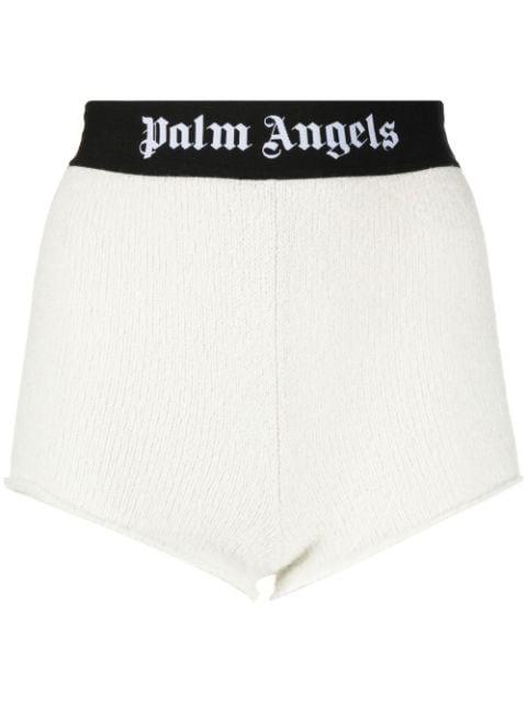 logo-waistband bouclé knitted shorts by PALM ANGELS
