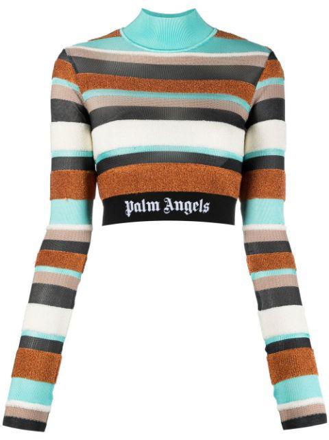 logo-waistband striped turtleneck top by PALM ANGELS