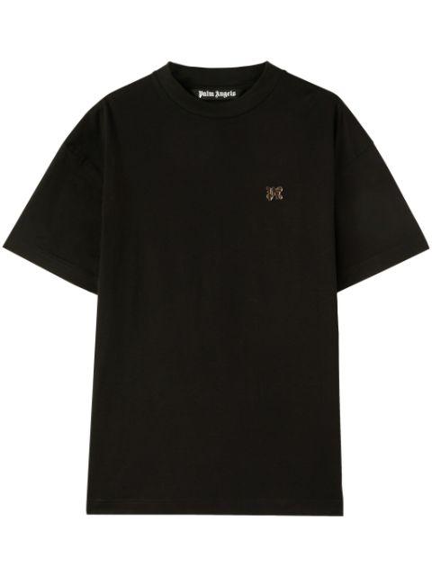 monogram-appliqué cotton T-shirt by PALM ANGELS