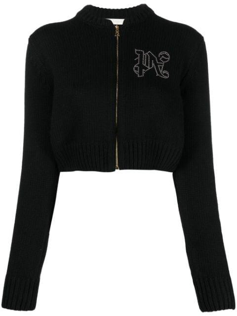 monogram-appliqué zip-up sweatshirt by PALM ANGELS