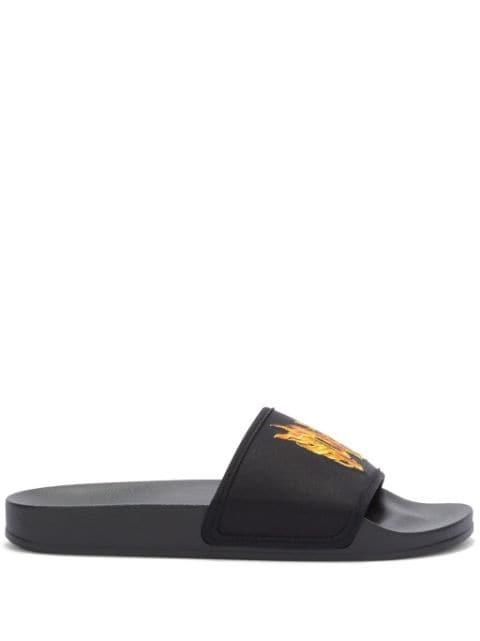 monogram-embossed pool slides by PALM ANGELS