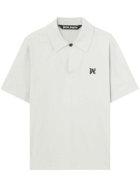 monogram-embroidered cotton polo shirt by PALM ANGELS