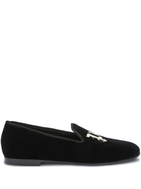 monogram-embroidered suede loafers by PALM ANGELS