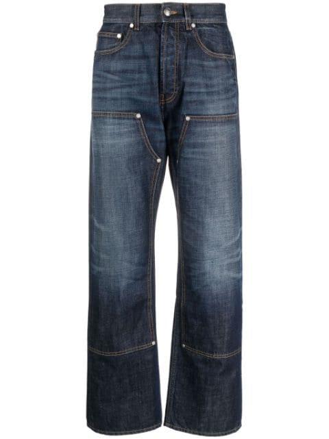 monogram-embroidered wide-leg jeans by PALM ANGELS