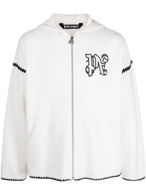 monogram-embroidered zip-up hoodie by PALM ANGELS