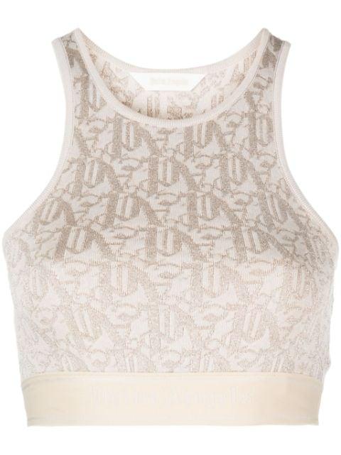 monogram-jacquard knitted bra by PALM ANGELS