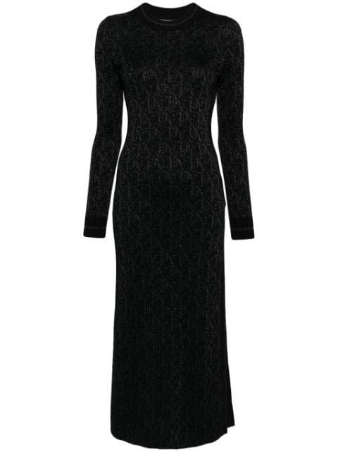 monogram-jacquard open-back midi dress by PALM ANGELS