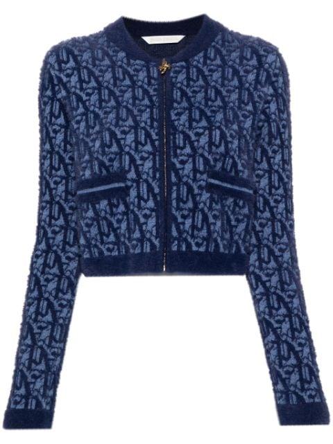 monogram-jacquard zip-up cardigan by PALM ANGELS